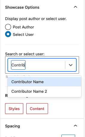 Search and/or select a user to display.