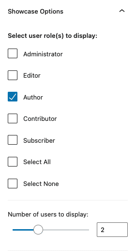 Select which user role(s) and how many users you want displayed.