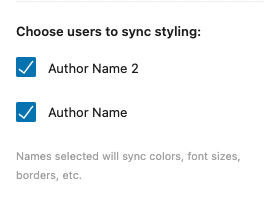 Select which users styling changes will be synced for.