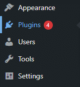 WordPress admin bar for updating plugins.