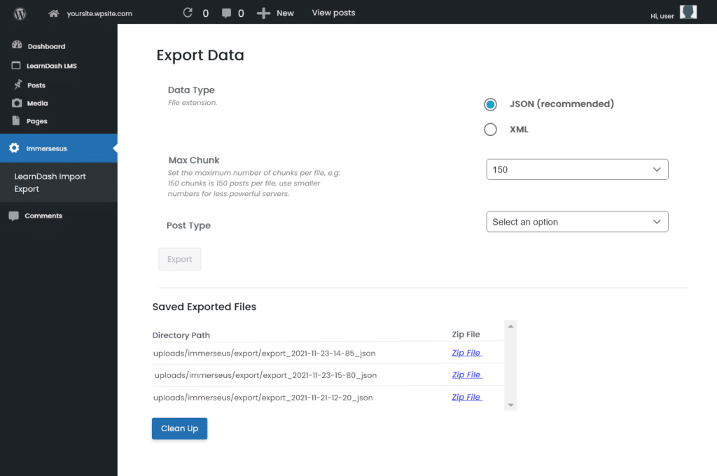Export & Import Tool for LearnDash screenshot.