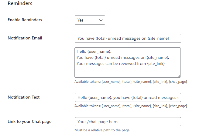 LearnDash messaging plugin admin settings.