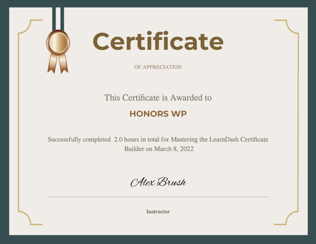 Honors certificate template for LearnDash #1061002