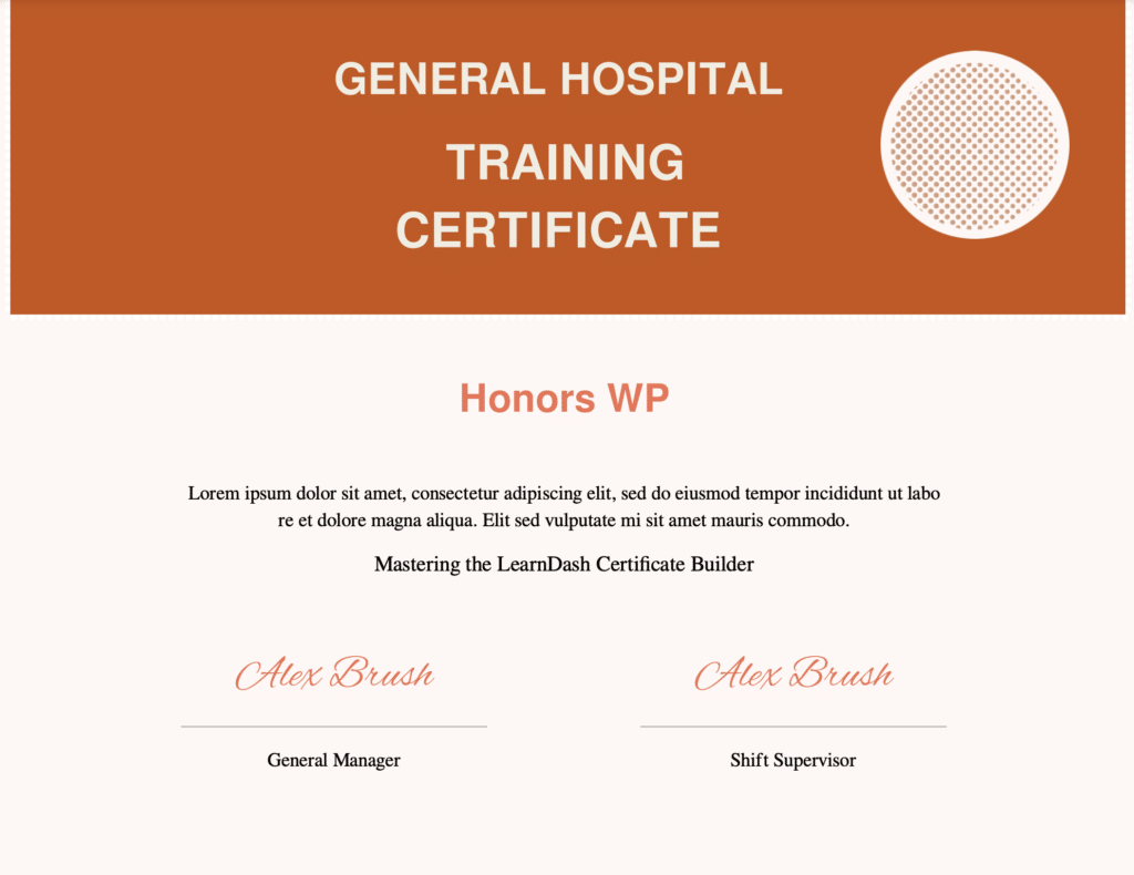 Honors certificate template for LearnDash #1061003