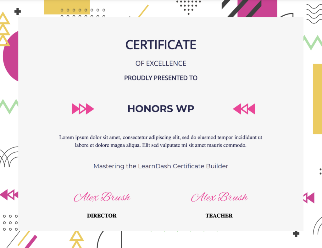 Honors certificate template for LearnDash #1061202