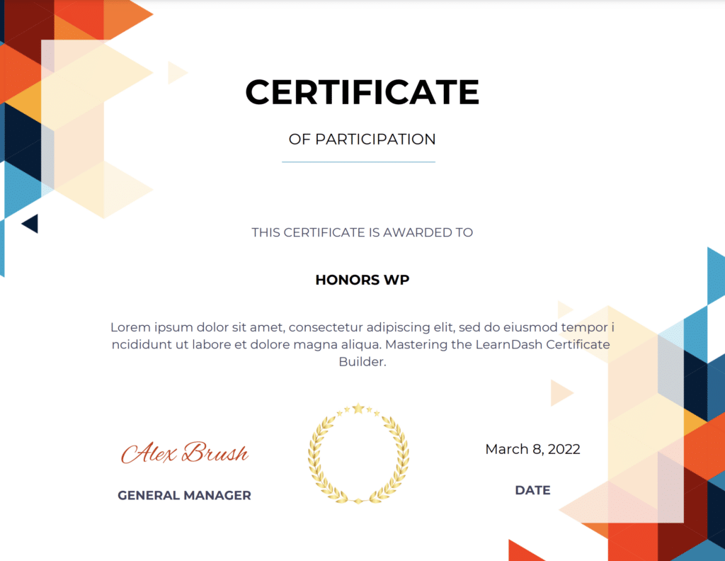 Honors certificate template for LearnDash #1061206