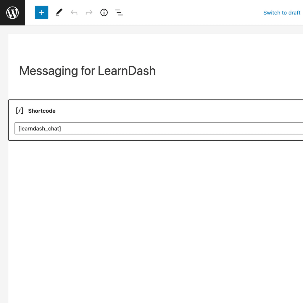 LearnDash messaging plugin shortcode.