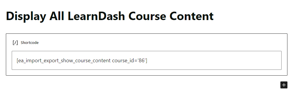 Import & Export Tool for LearnDash shortcode.